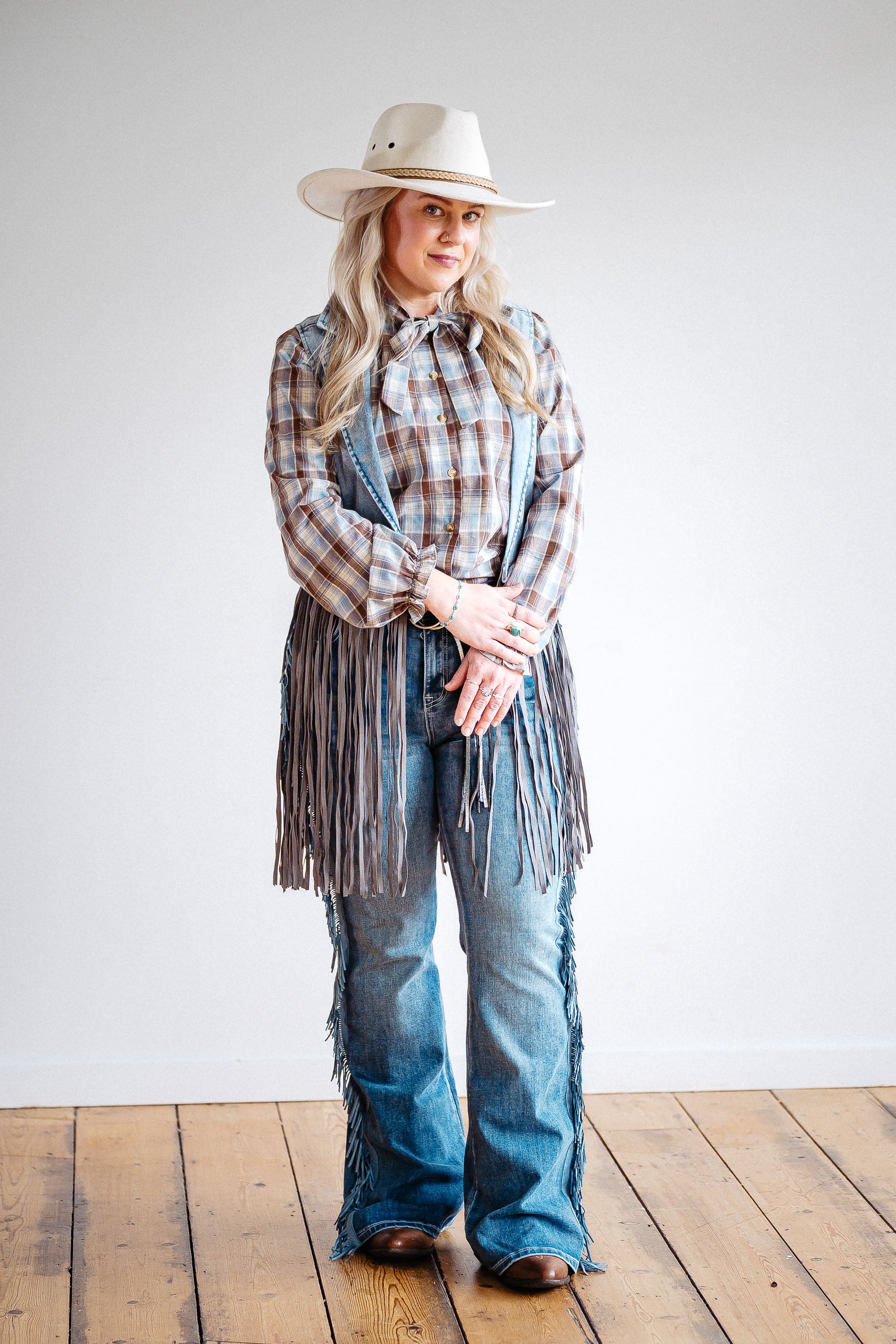 Denim Fringed Waistcoat - Boho Buffalo Accessories