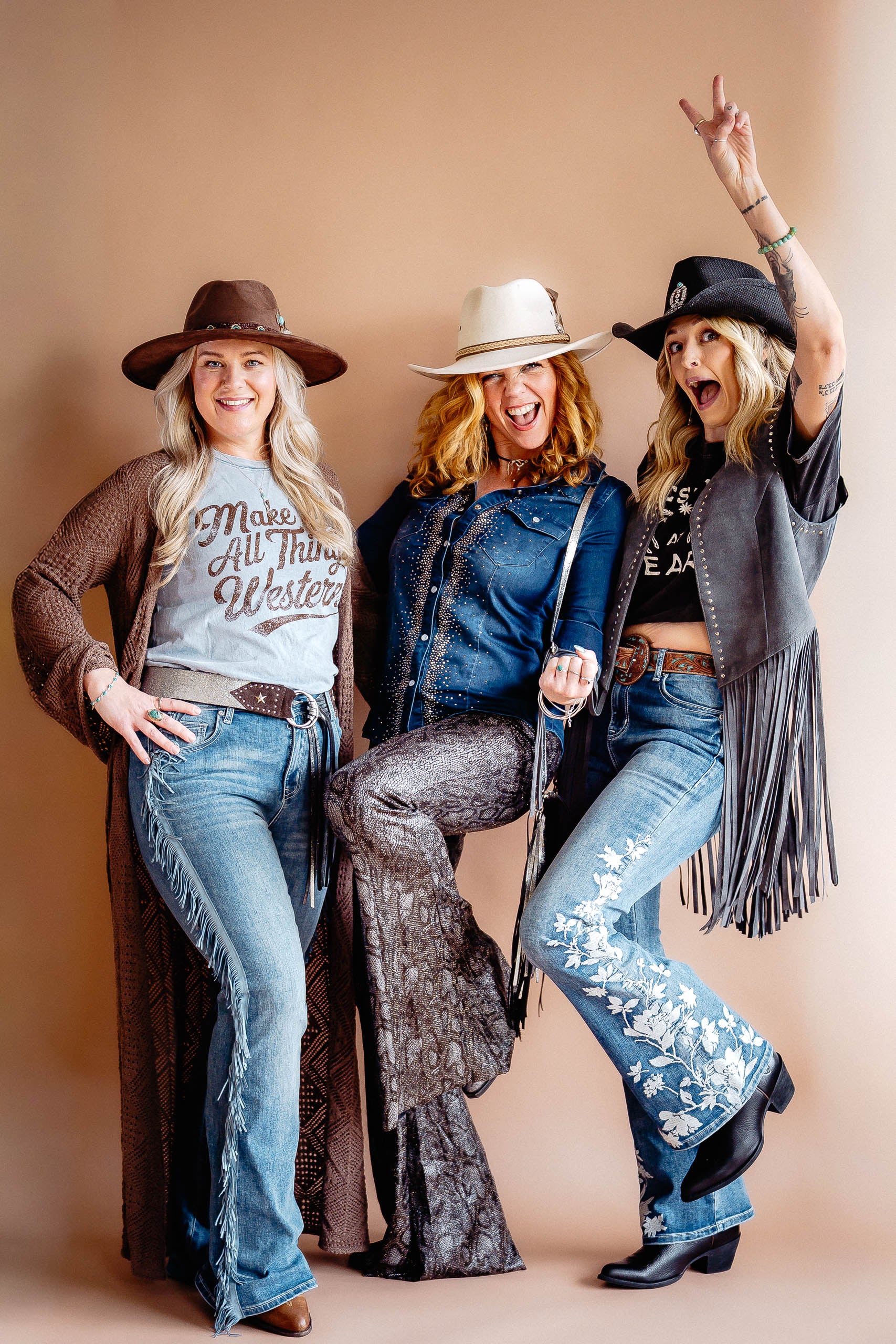 Fringed Western Flare Jeans - Boho Buffalo Accessories