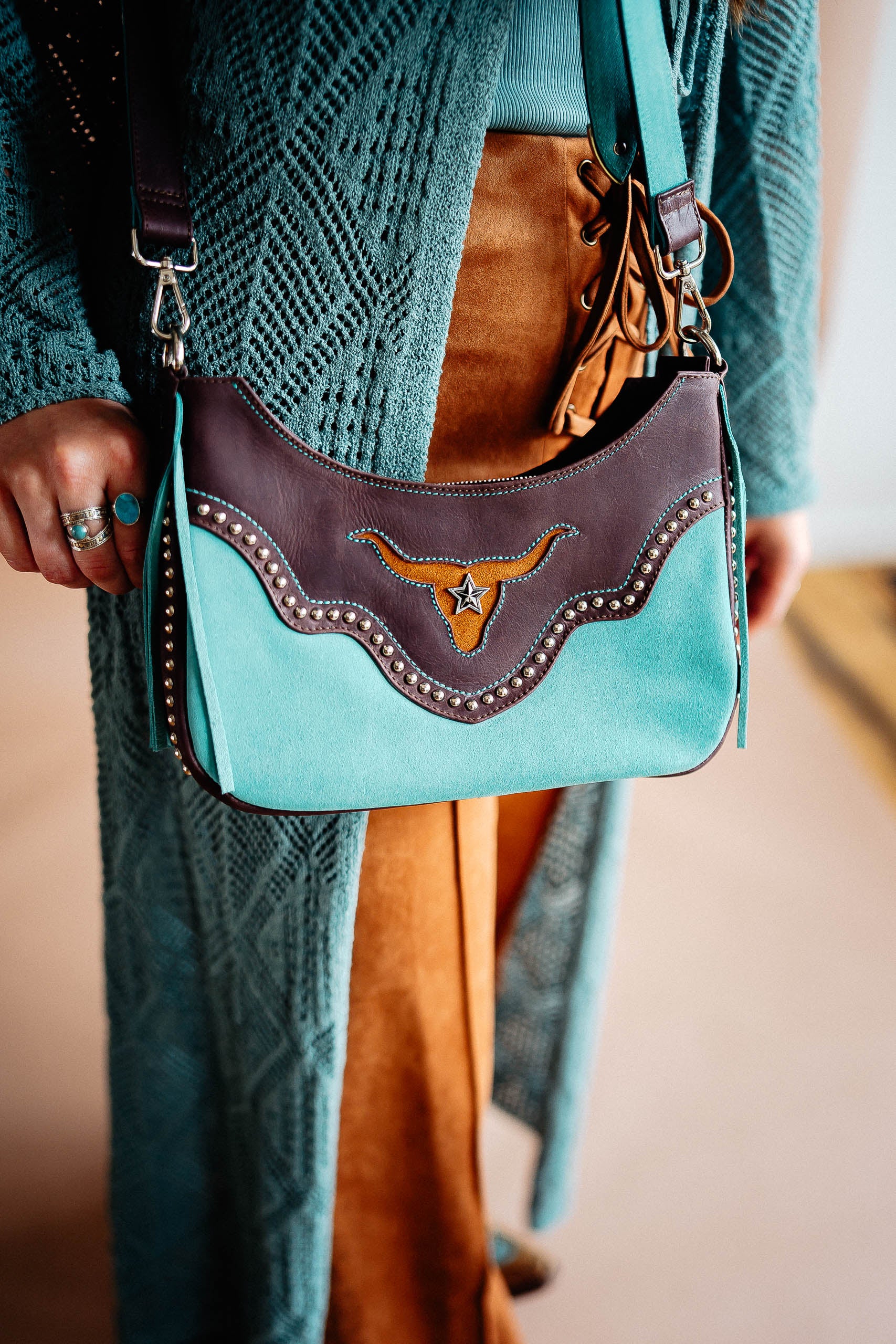 Longhorn Mini Shoulder Bag - Boho Buffalo Accessories