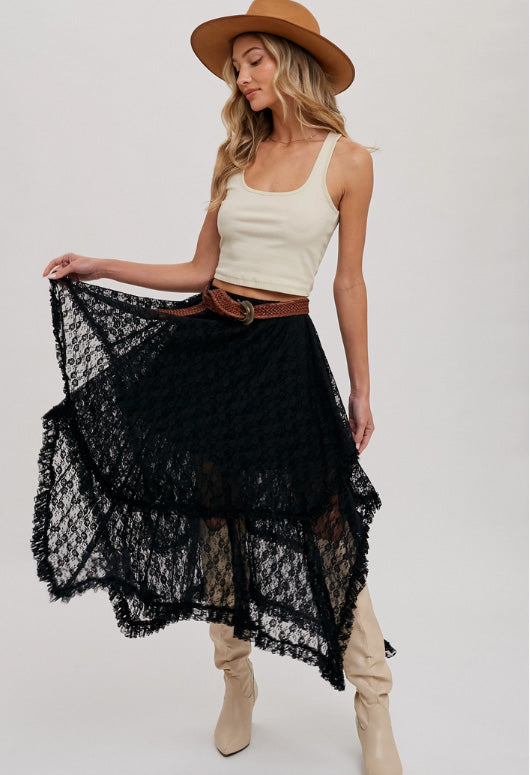 Black Lace Handkerchief Skirt