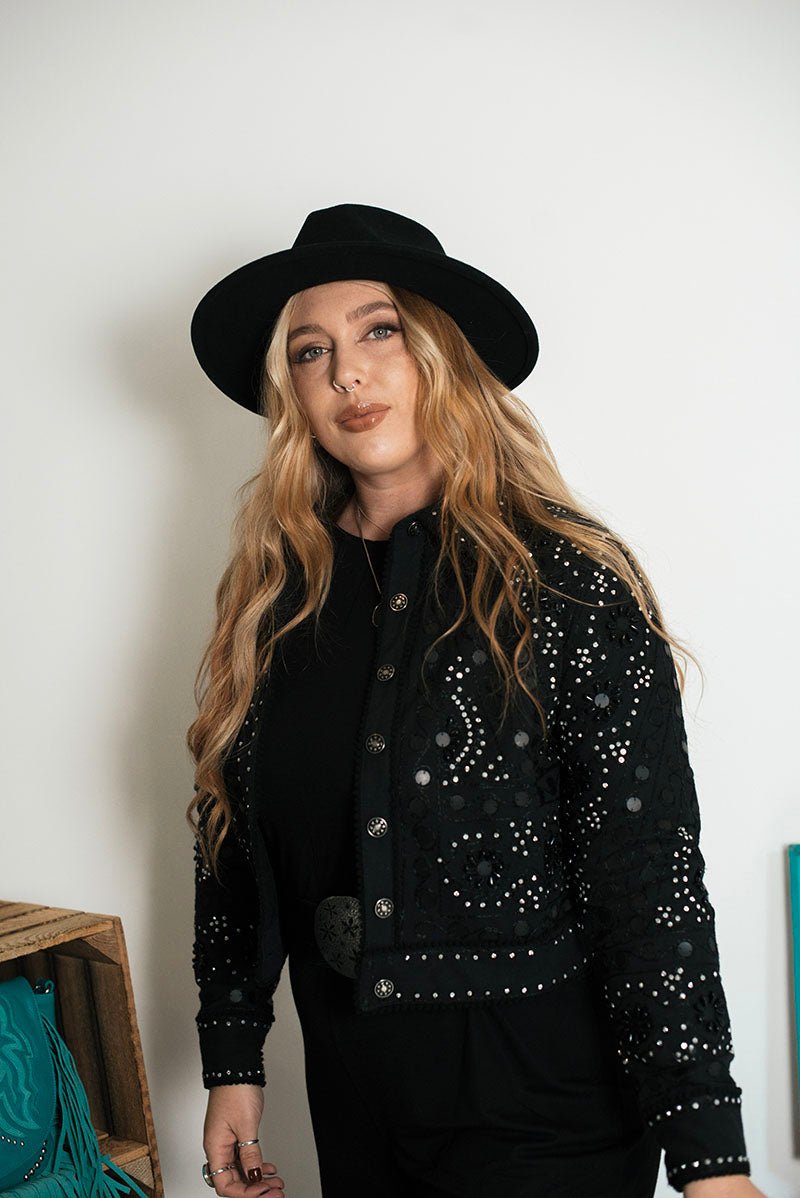 Black Embroidered Boho Jacket