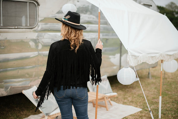 Black Studded Fringe Jacket