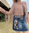 Beadwork Shimmer Fringe Jacket (Blush)