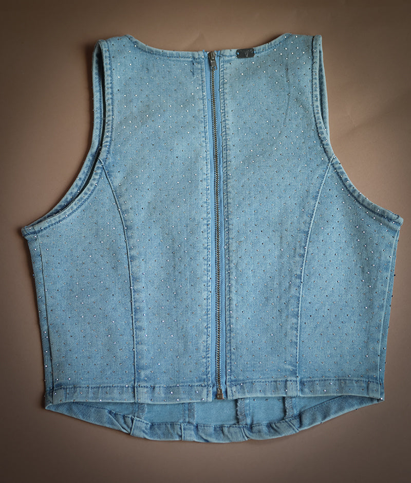 Rhinestone Denim Bodice - Boho Buffalo Accessories