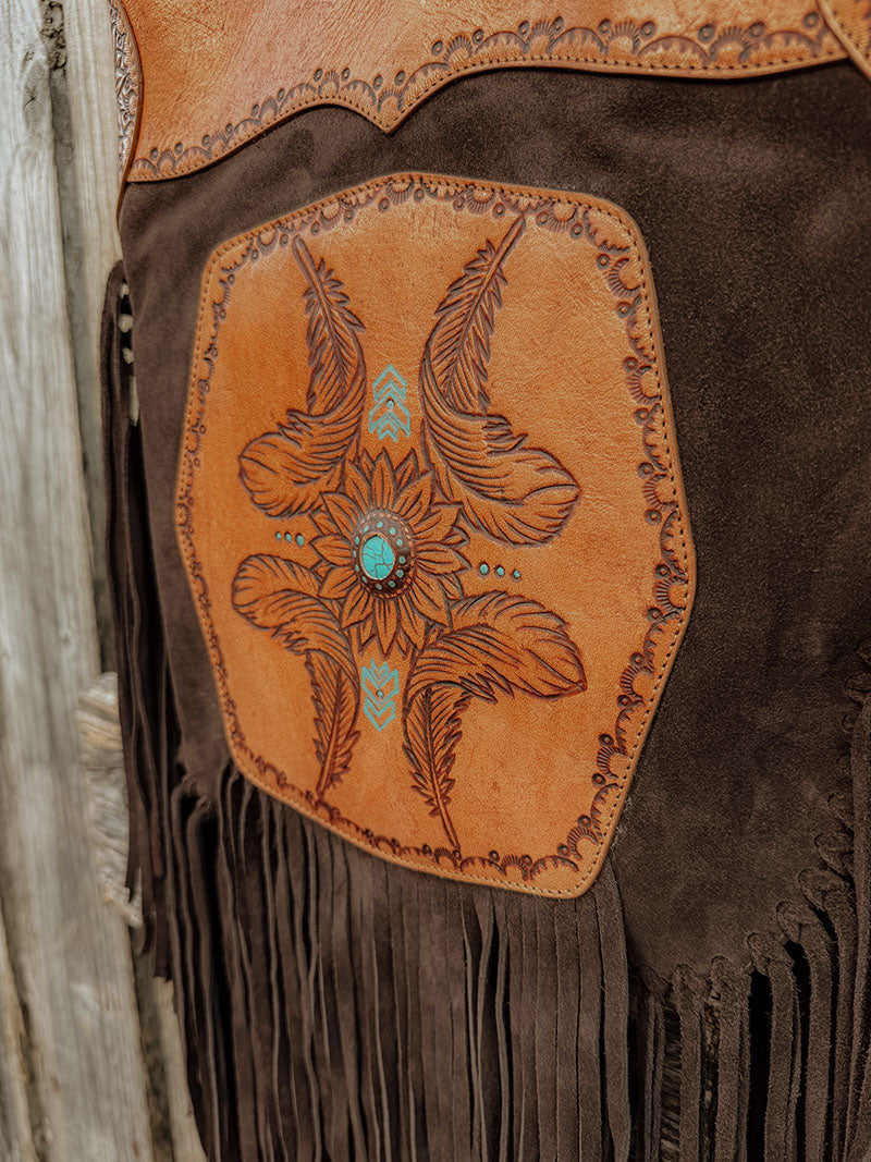 'Feathers' Brown Suede Fringe bag