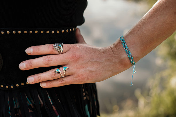Turquoise & Brown Woven Bracelet