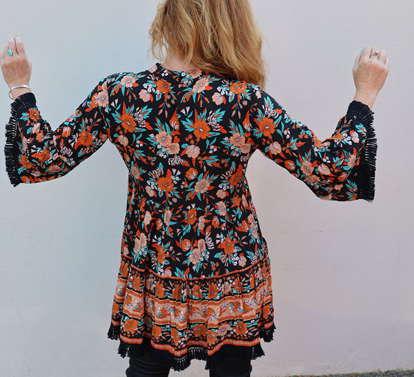 Sunset Florals  Beaded Blouse