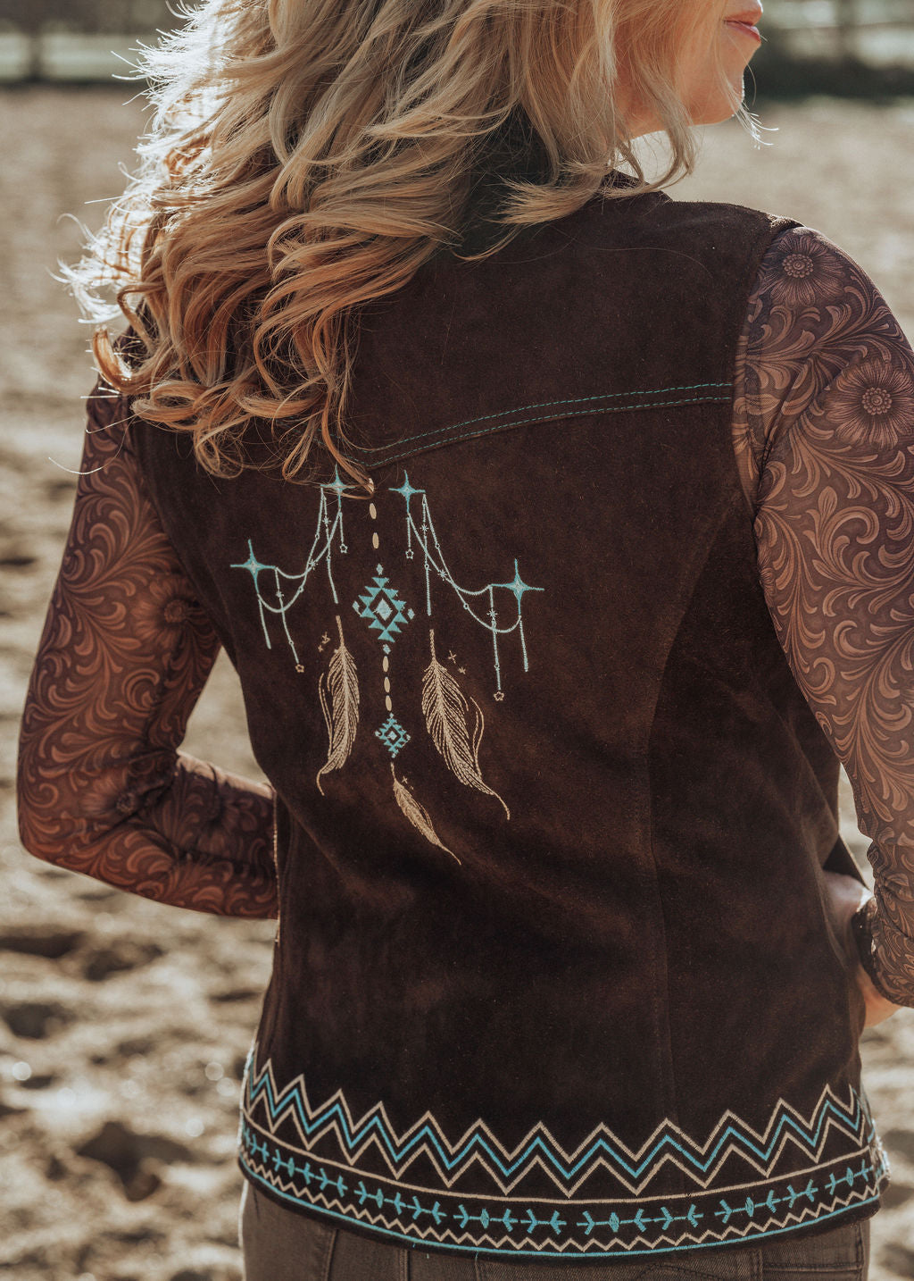 'Wings' Chocolate Suede Waistcoat