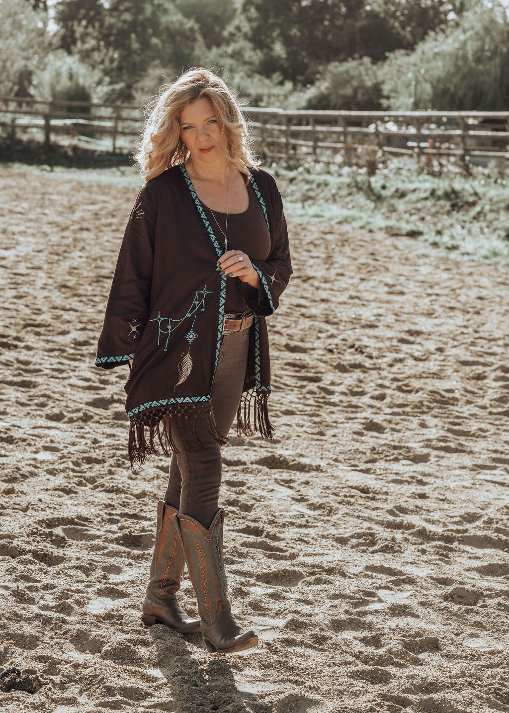 'Champagne Wings' Chocolate Kimono Jacket