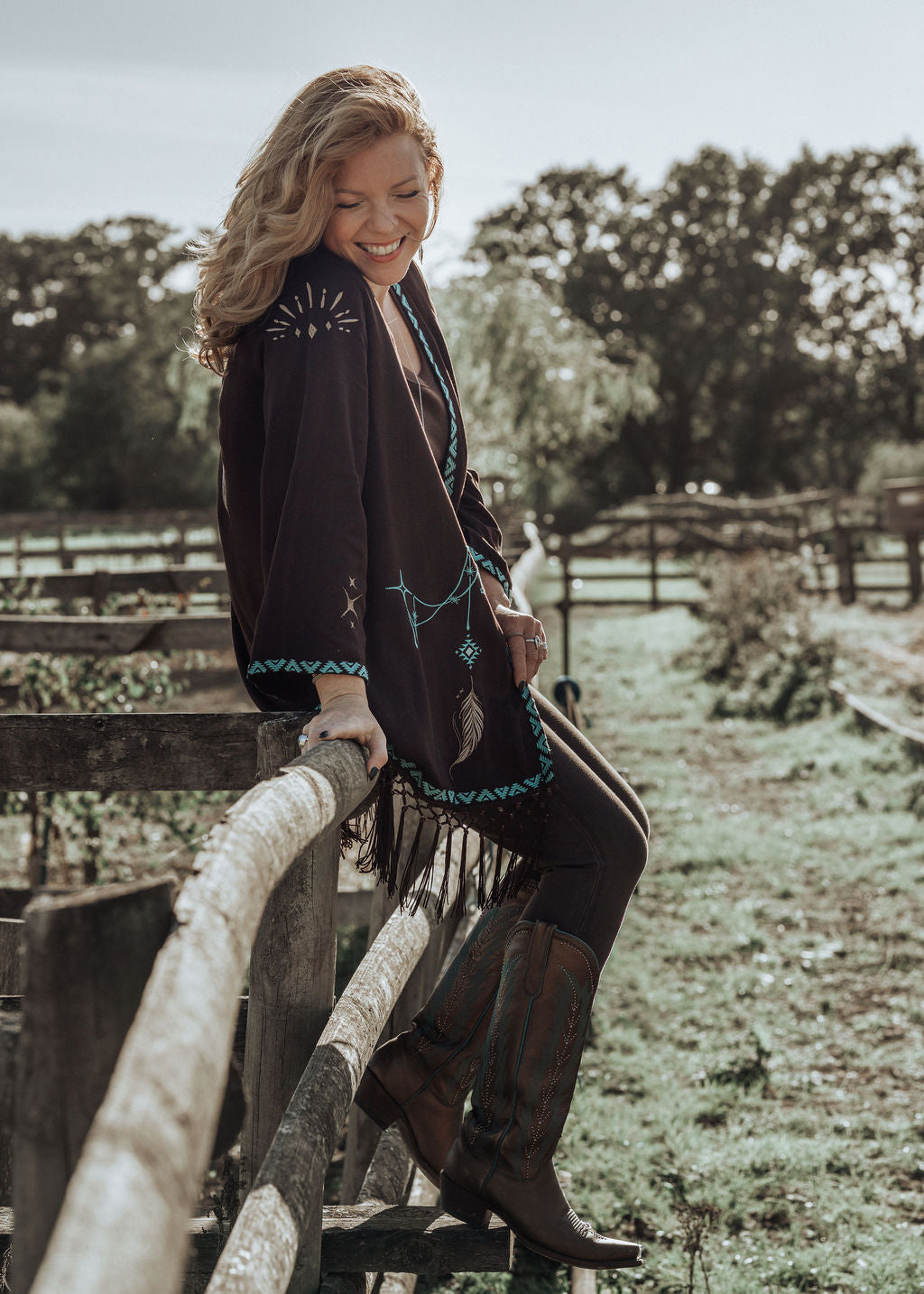 'Champagne Wings' Chocolate Kimono Jacket