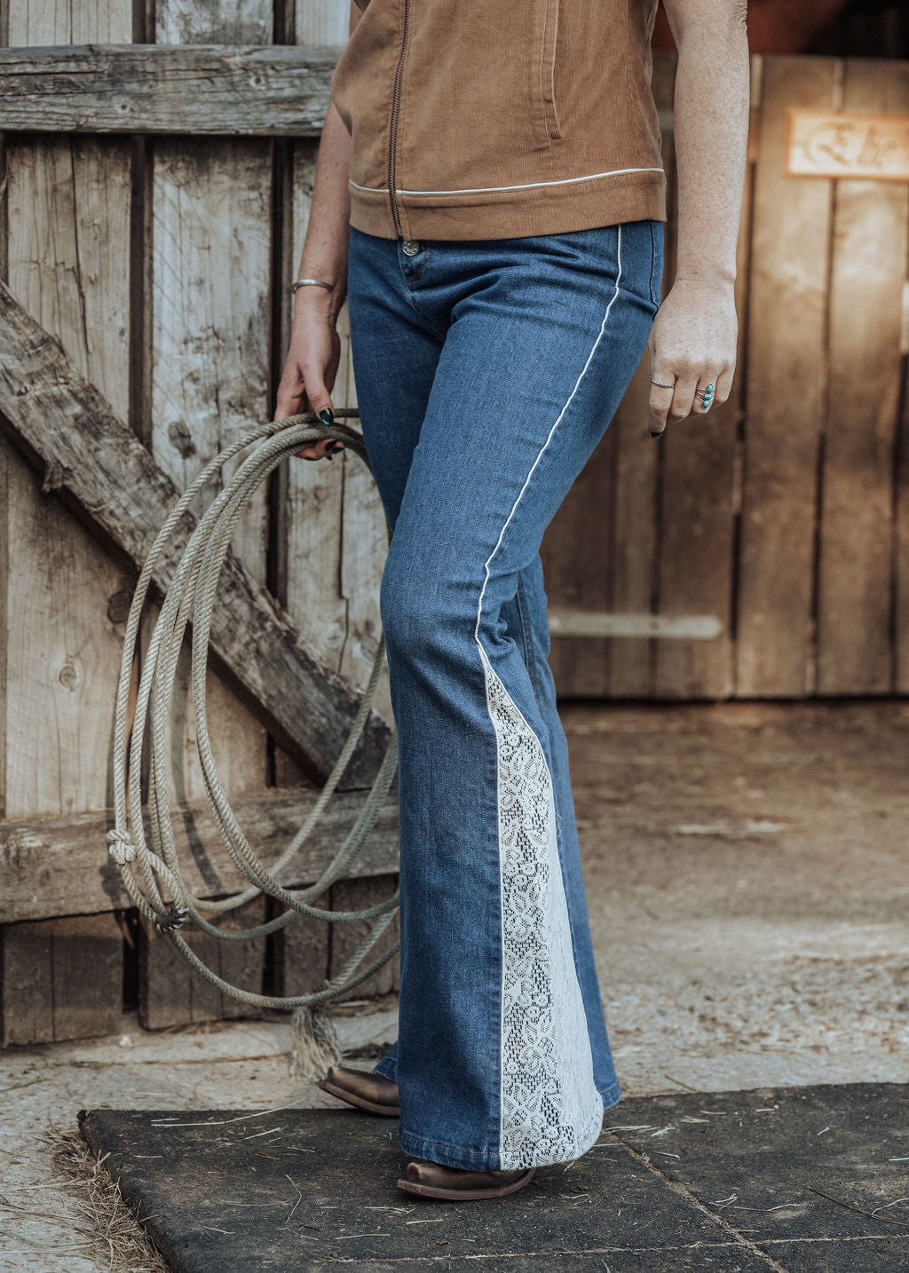 'Denim Dreamer' Lace Flares