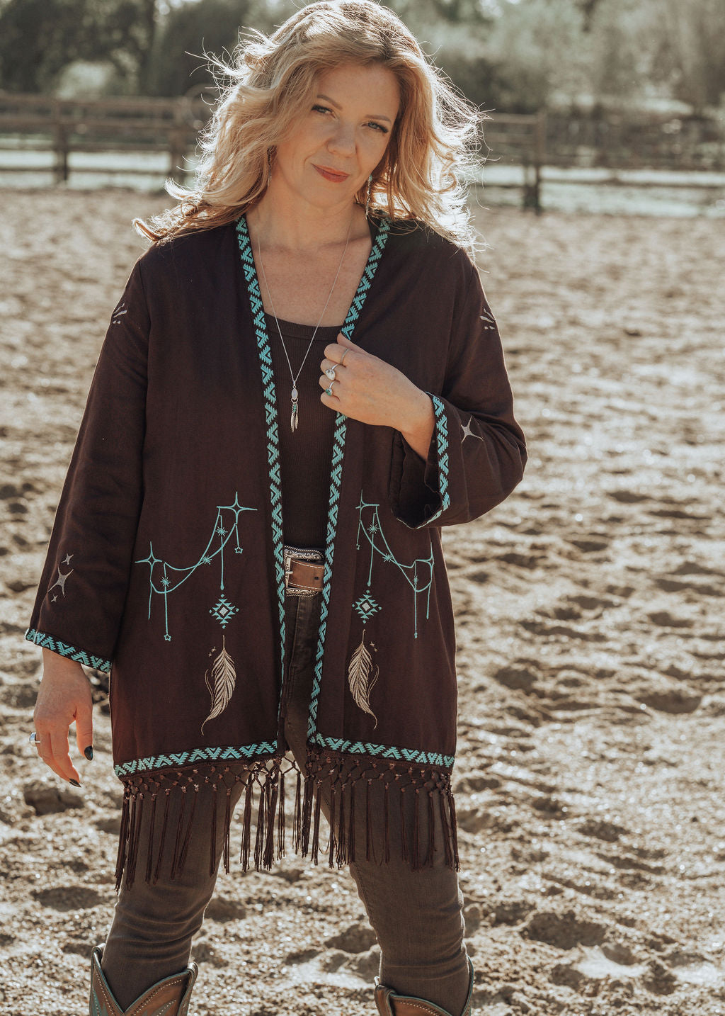 'Champagne Wings' Chocolate Kimono Jacket