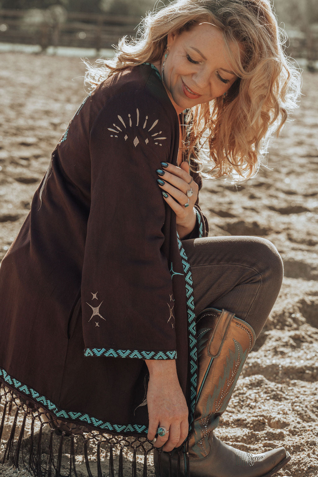 'Champagne Wings' Chocolate Kimono Jacket