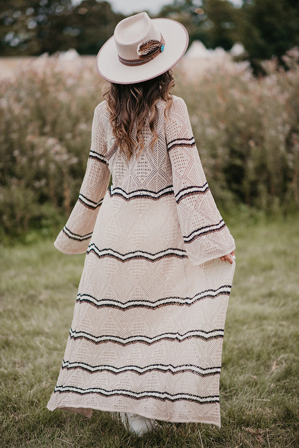 Boho Chic Stripe Knit Cardigan