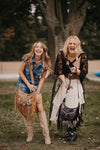 Feather Embroidered Fringe Bag