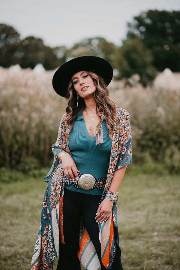 Pre Order - Teal Rib Top