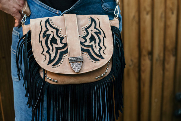 Camel Western Fringe Shoulder Bag