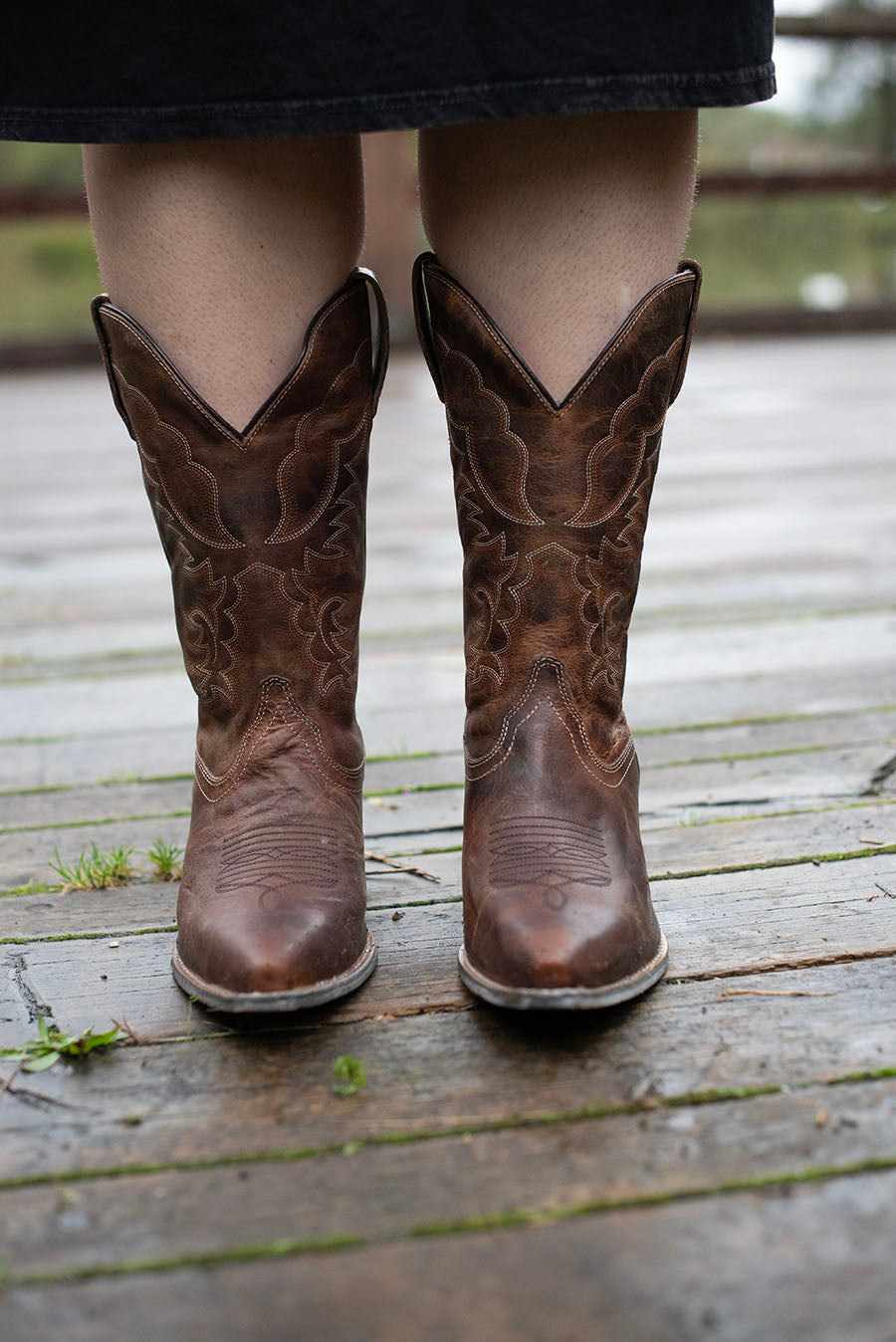 Brown Wide Calf Western Boots