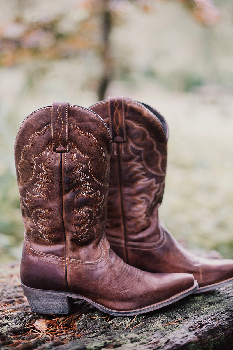 Brown Wide Calf Western Boots