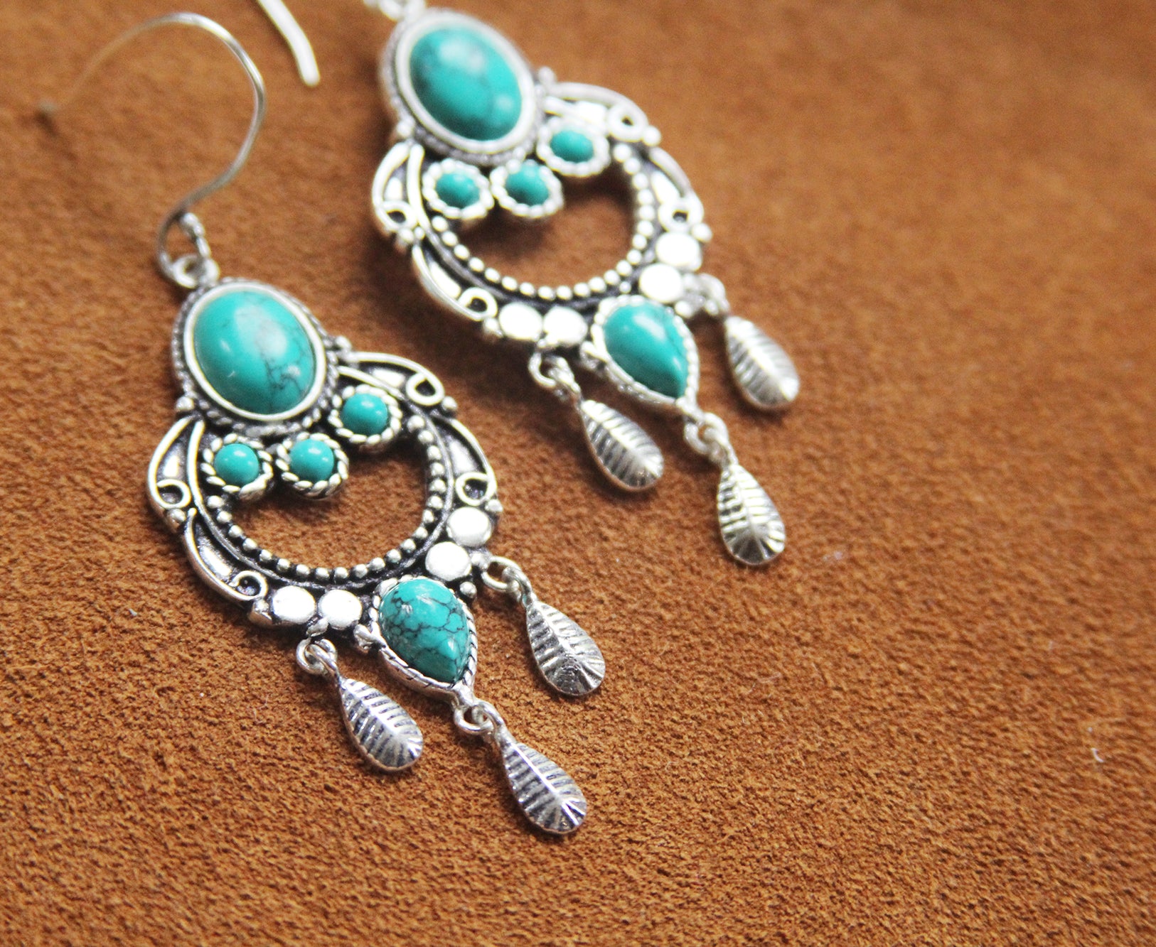 Chandalier Immitation Turquoise Earrings