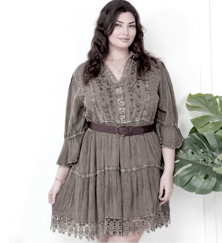 Charcoal Babydoll Dress (PLUS)