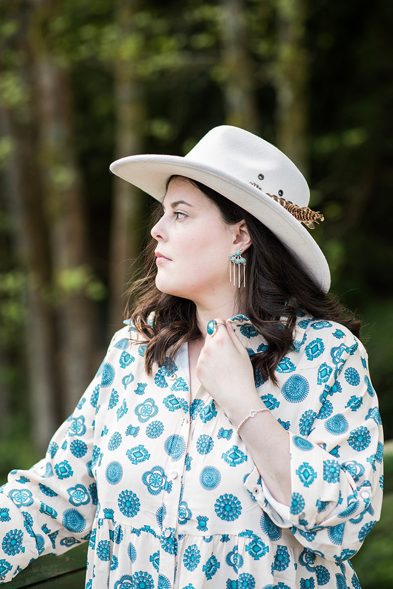 White Natural Feather Western Hat - Boho Buffalo Accessories