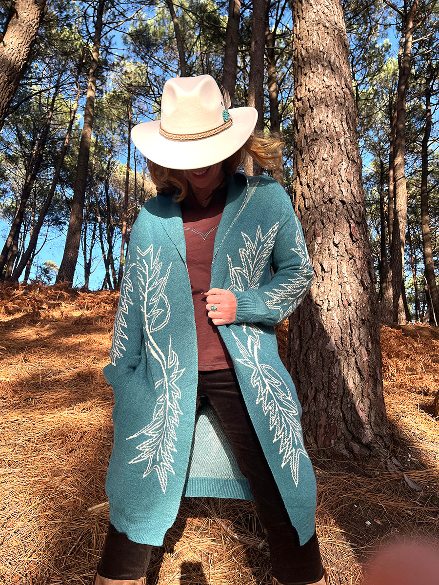 Teal Western Cardigan - Boho Buffalo Accessories