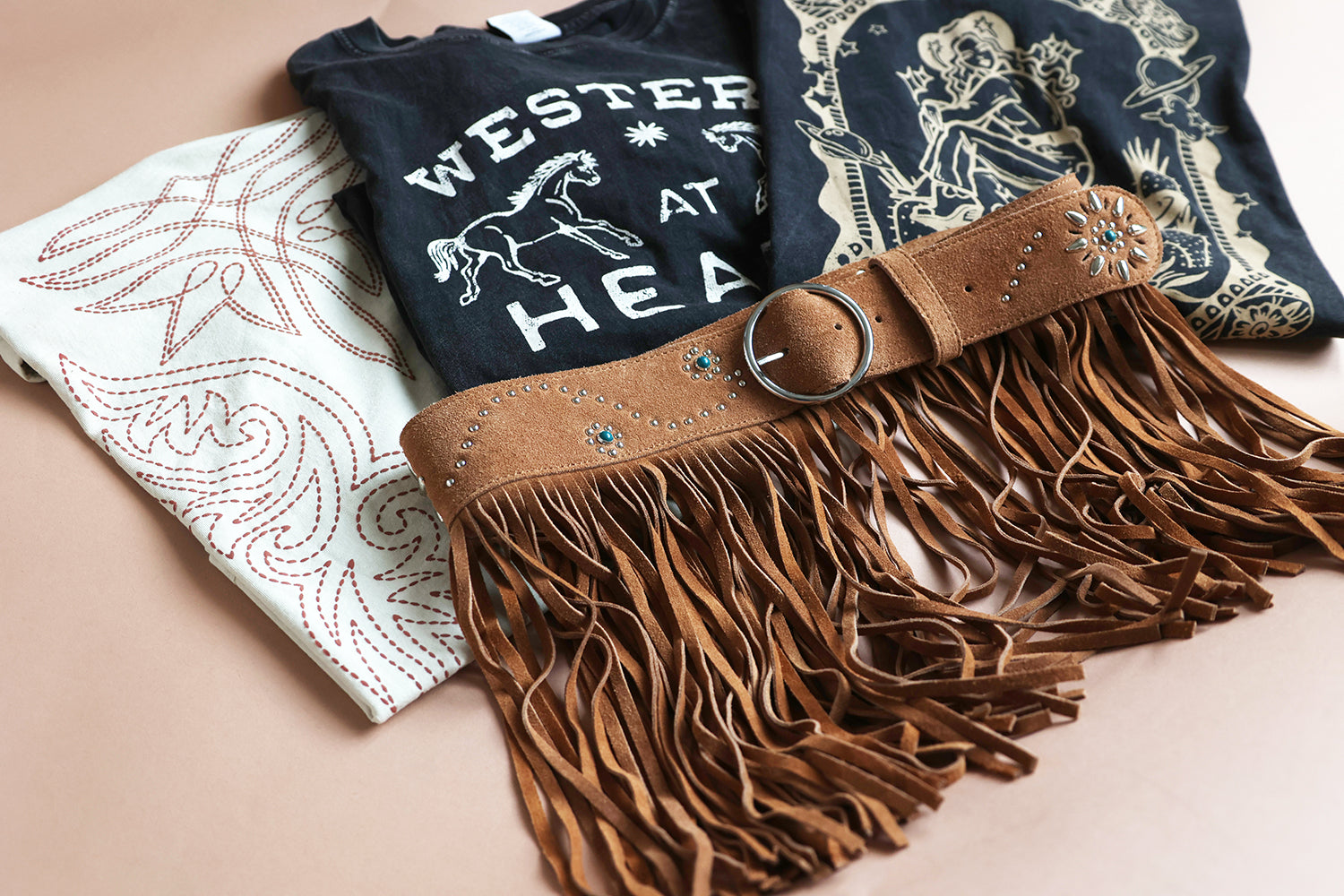 Tan Suede Fringe Belt - Boho Buffalo Accessories