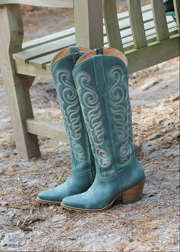 Tall Teal Cowgirl Boots - Boho Buffalo Accessories