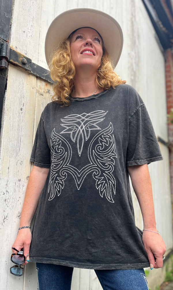 Black Boot Stitch Tee