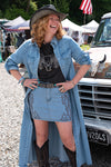 Denim Boot Stitch Mini Skirt