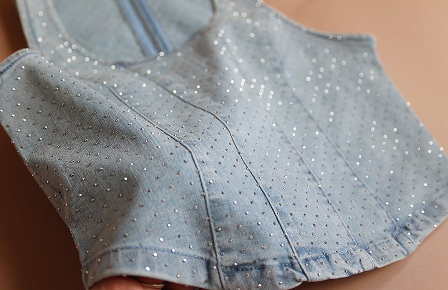 Rhinestone Denim Bodice - Boho Buffalo Accessories