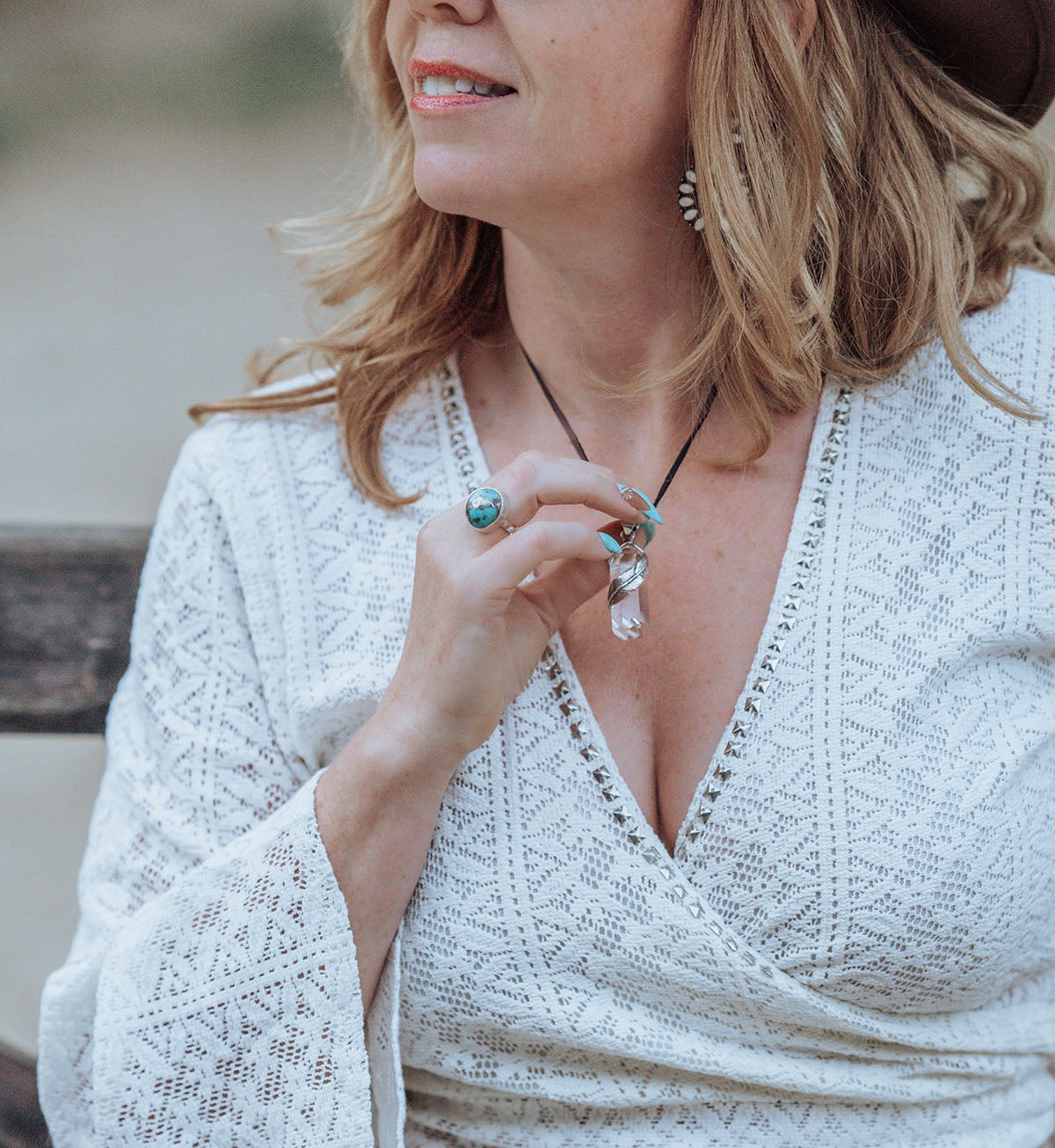 Lace Studded Kimono Top - Boho Buffalo Accessories