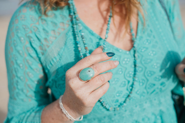 Genuine Turquoise Oval Ring