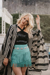 Turquoise Fringe Shorts/Skirt