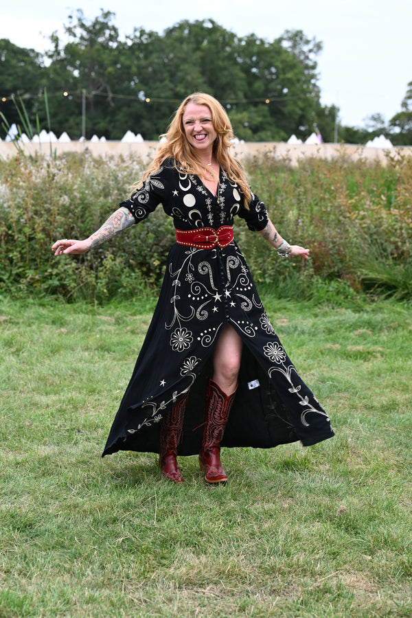 Cosmic Gold & Black Maxi Dress