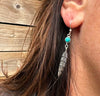 Dainty Turquoise Feather Earrings