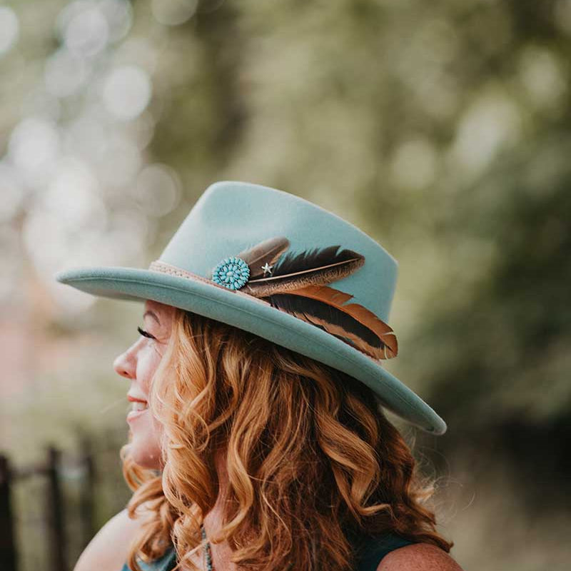Dusty Teal Wetsern Hat - Boho Buffalo Accessories