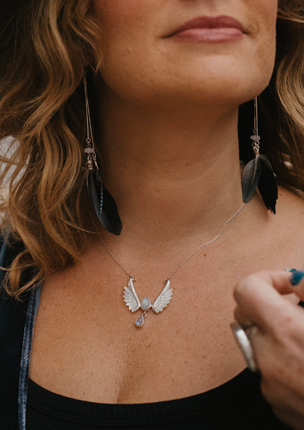 Moonstone Angel Wing Necklace