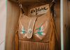 Feather Embroidered Fringe Bag