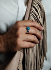 Round Turquoise Feather Ring