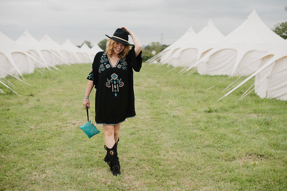Black Tribal Embroidery Dress - Boho Buffalo Accessories