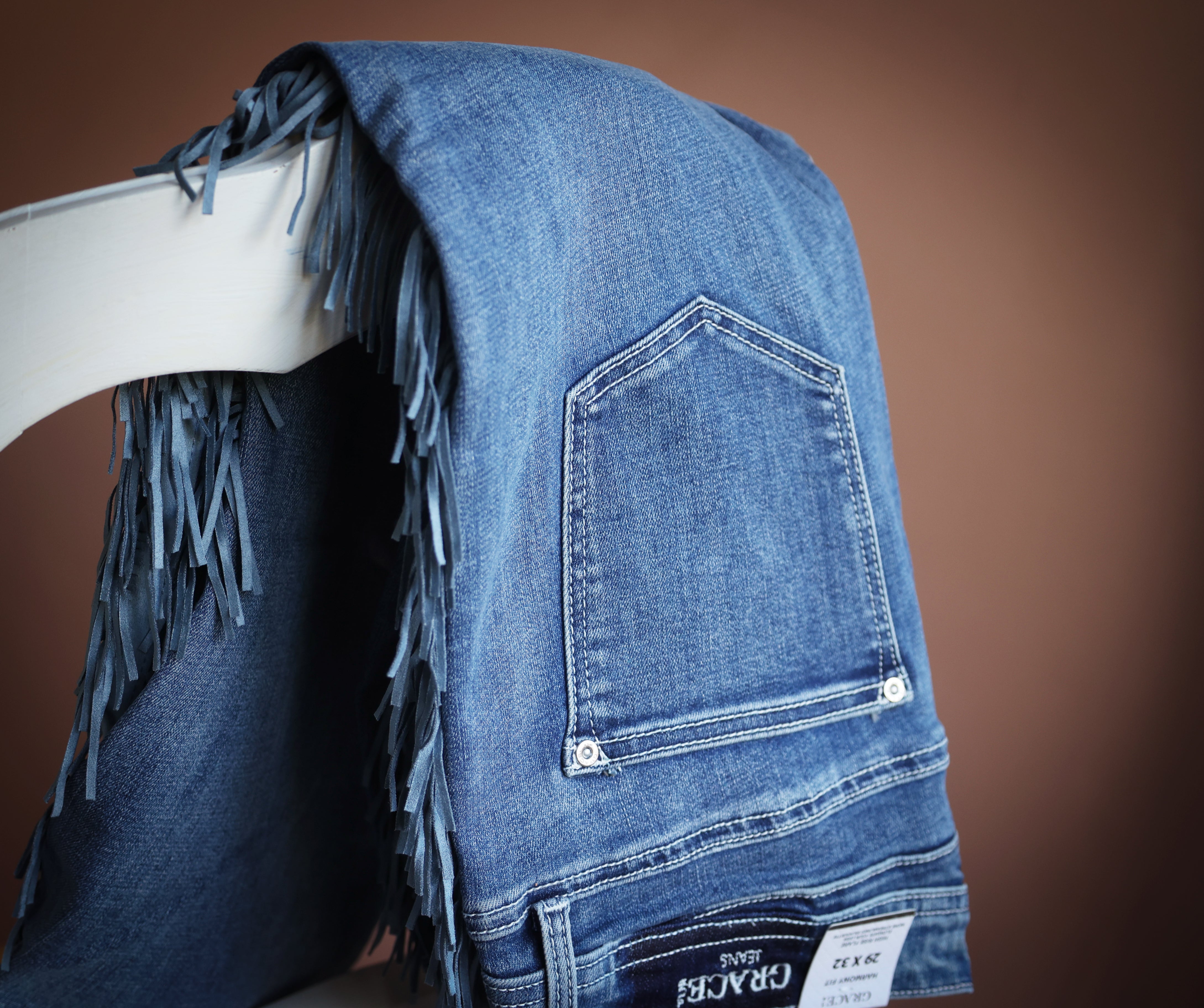 Fringed Western Flare Jeans - Boho Buffalo Accessories