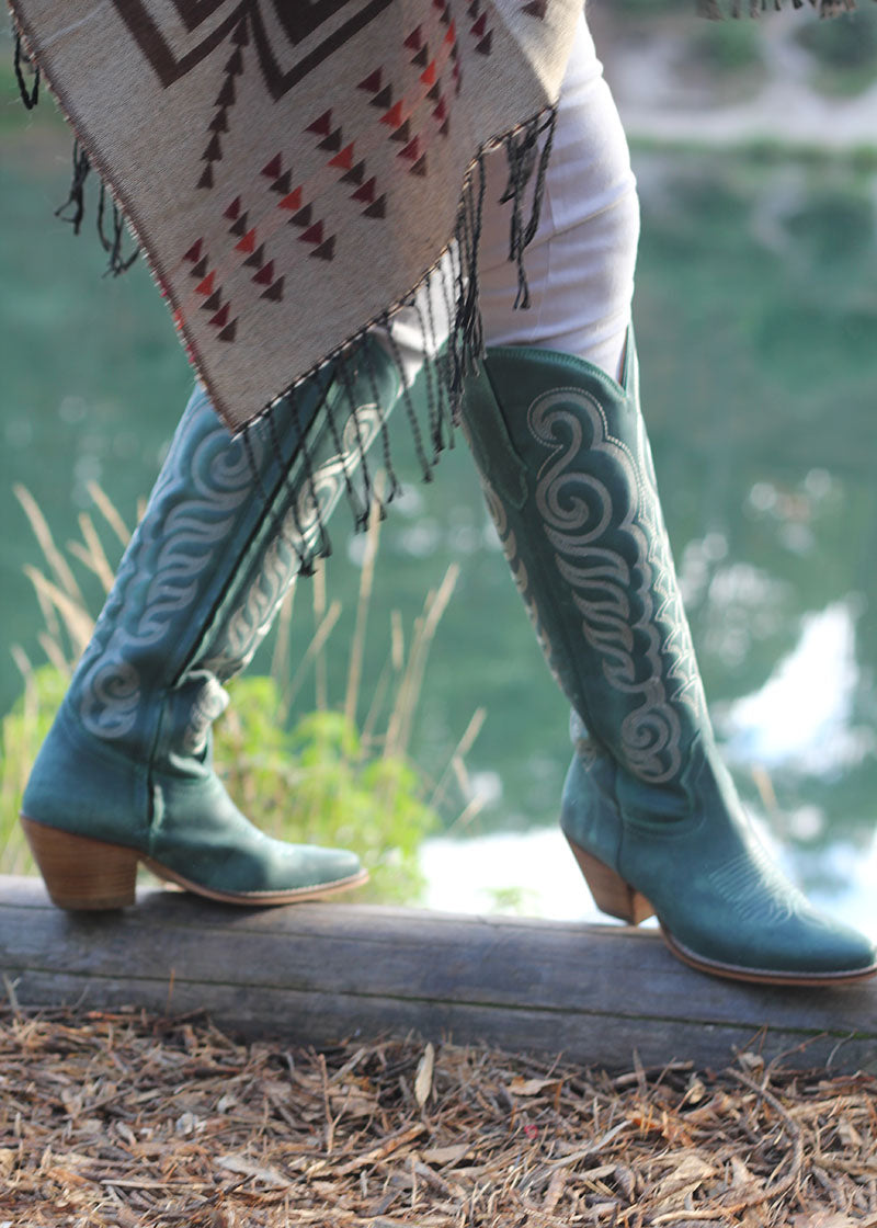 Tall Teal Cowgirl Boots - Boho Buffalo Accessories