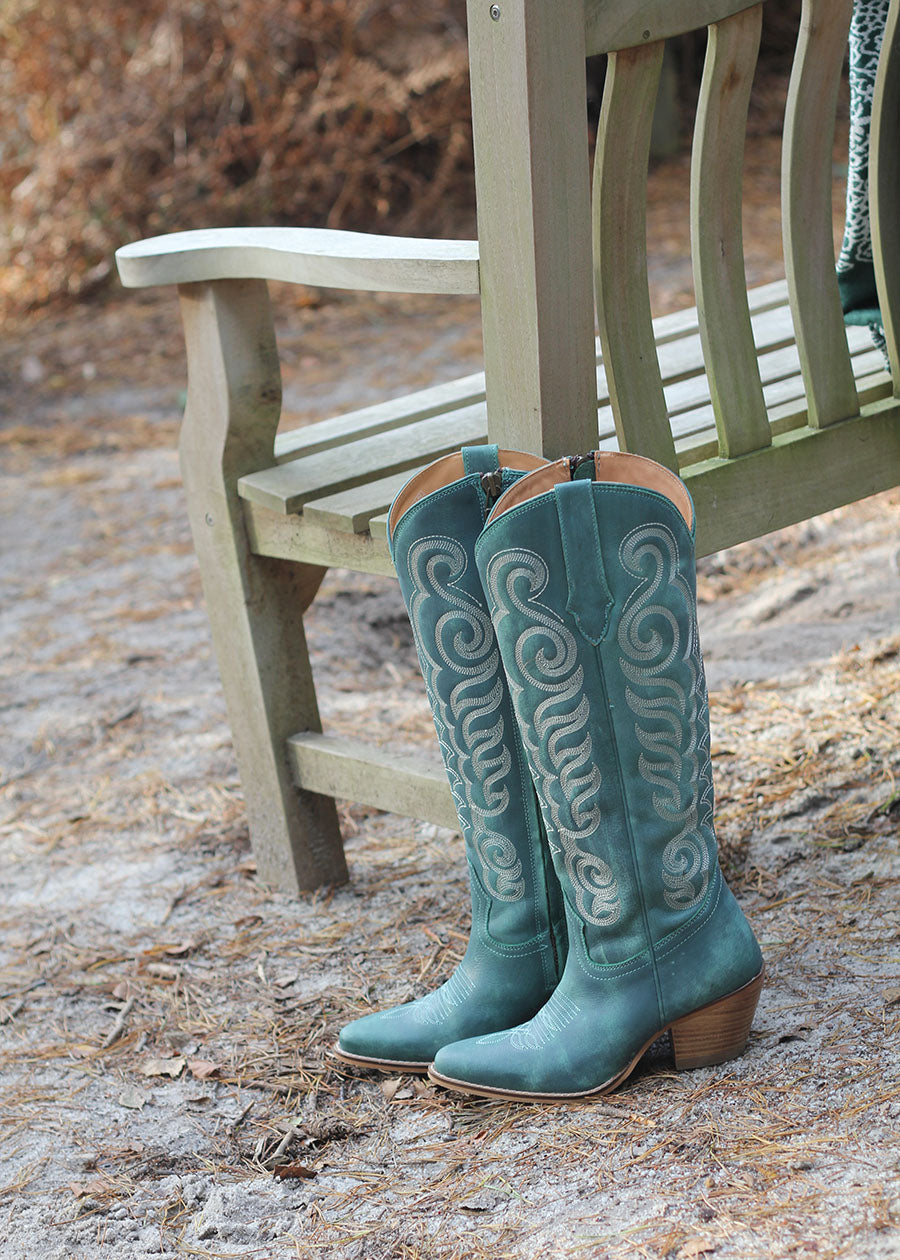 Tall Teal Cowgirl Boots - Boho Buffalo Accessories