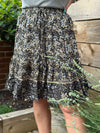 Black Florals Short Skirt