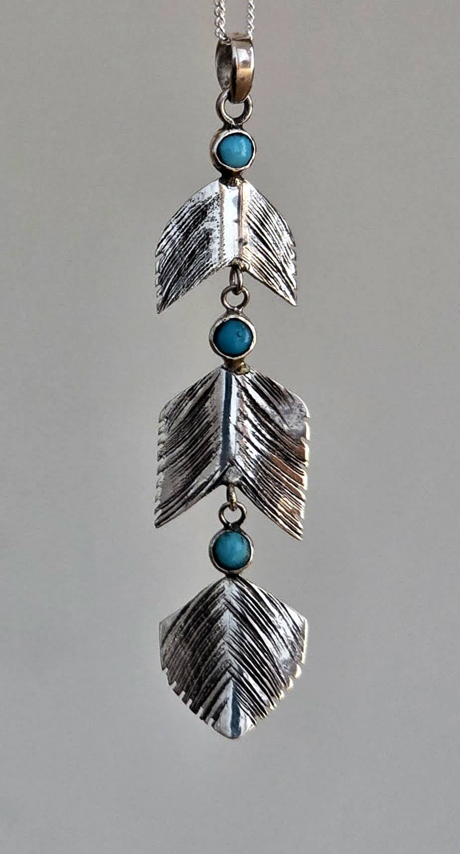 'Power of 3' Feather Pendant Long Necklace - Boho Buffalo Accessories