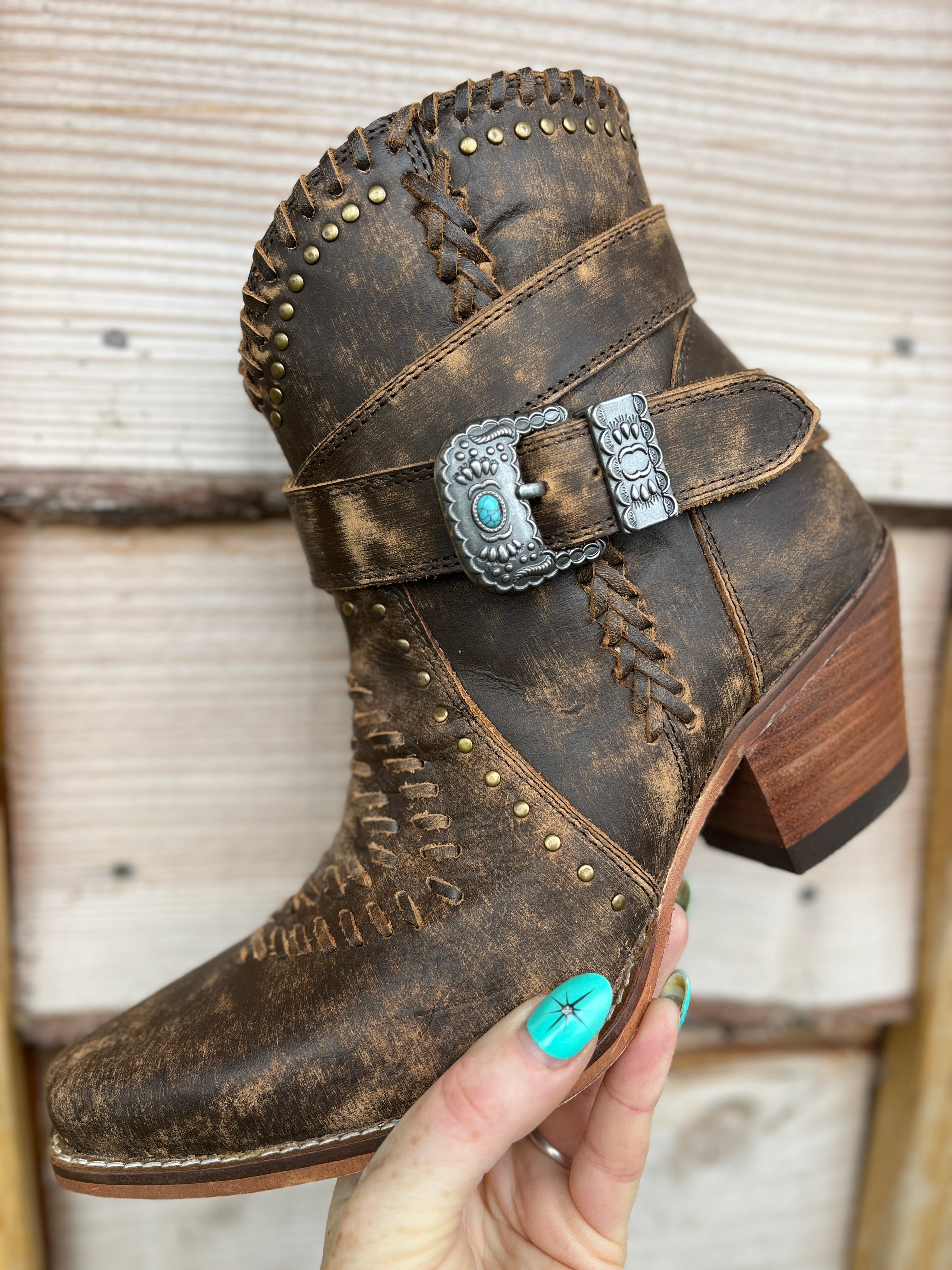 Brown Western Ankle Boots