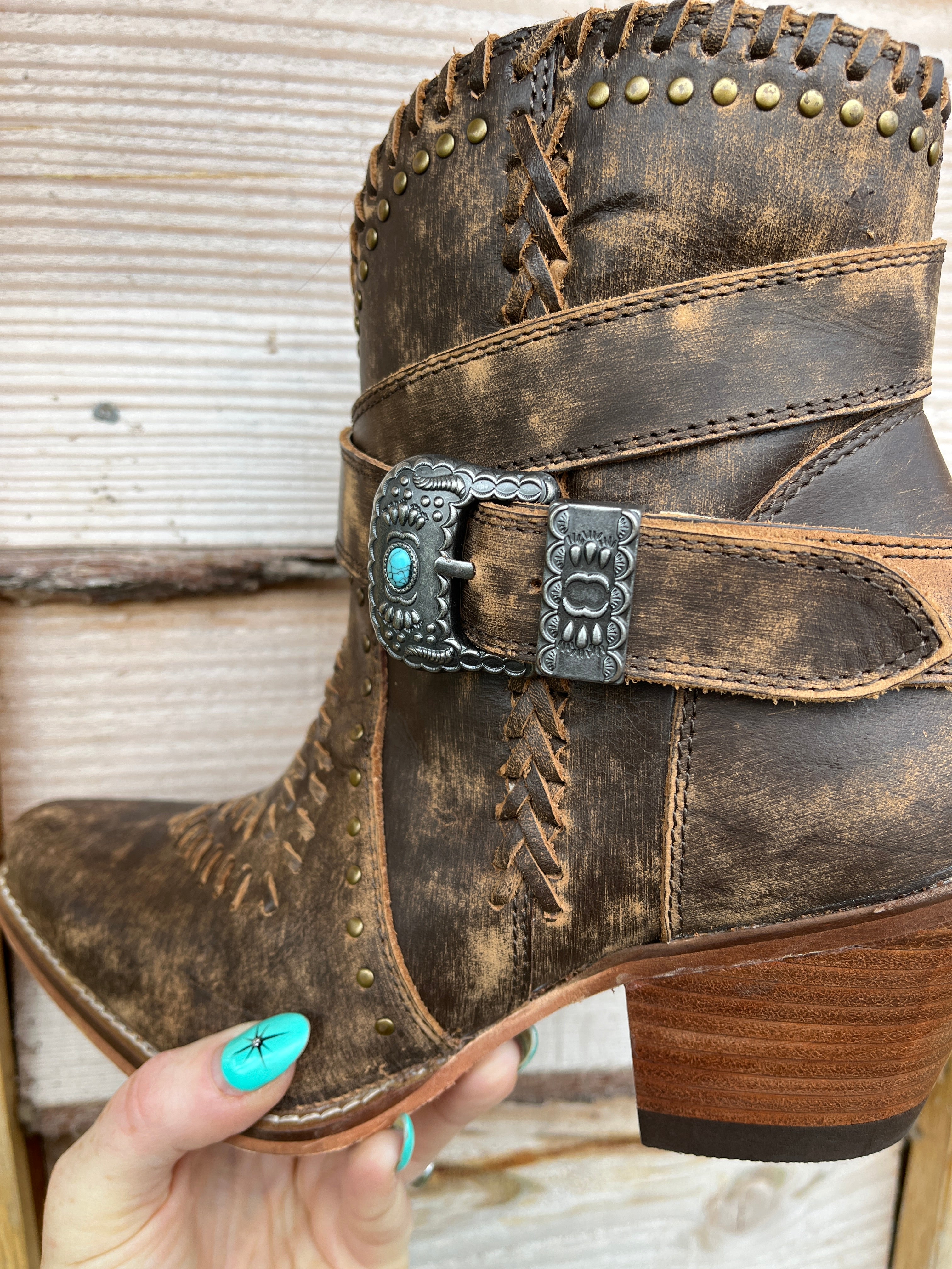 Brown Western Ankle Boots