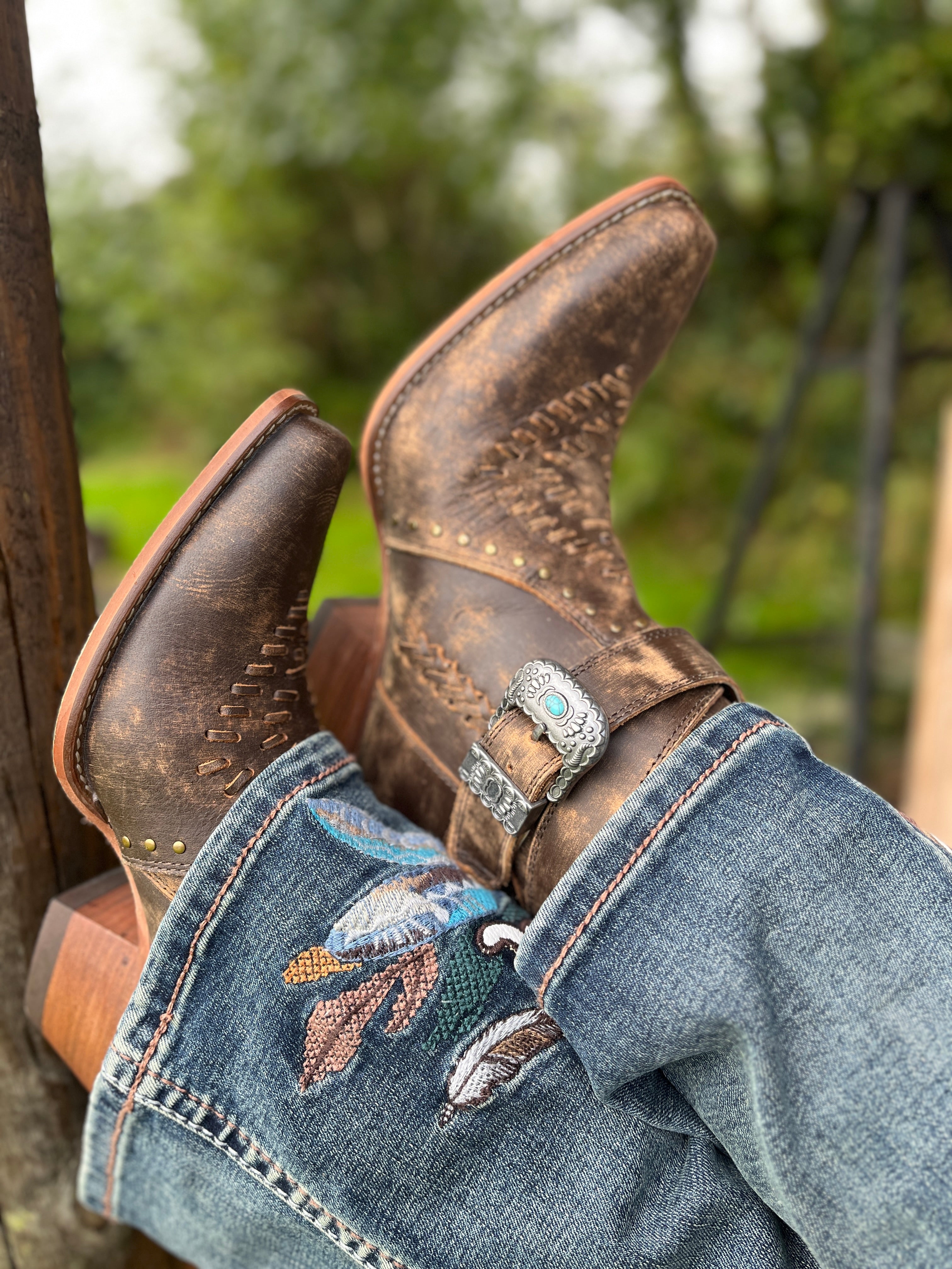 Brown Western Ankle Boots